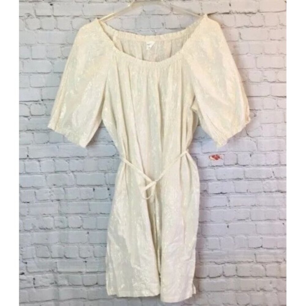 NWT Merona Dress Gold & Silver Threads Off Shoulder or Scoop Neck Belted 24/26